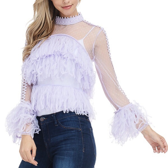 *LAST ONE XS* Festival Fringe Lavender Tulle Top - Picture 3 of 8
